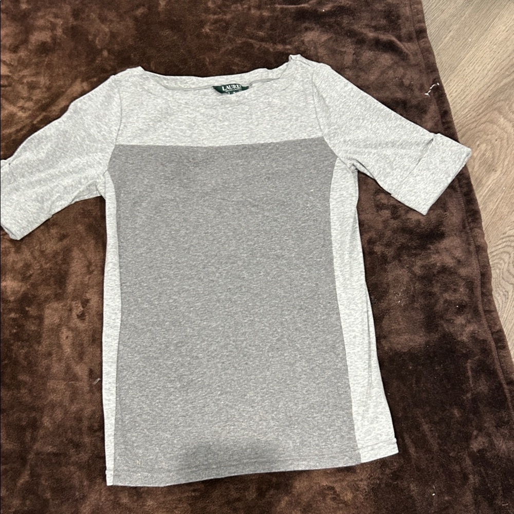 Ralph Lauren Light and Dark Gray Women's Short Sleeve Top